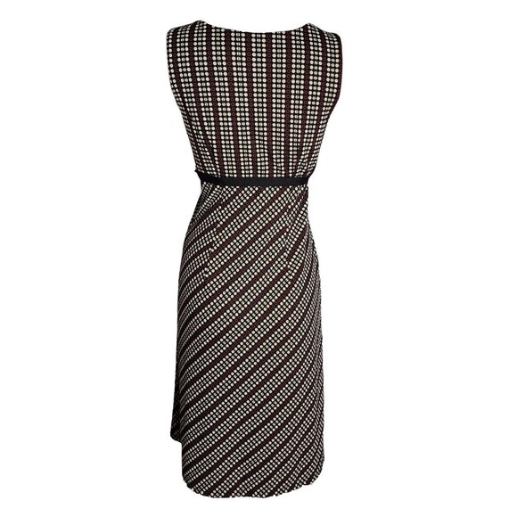 Ann Taylor Loft Dress Womens Size 2 Black Purple White Dots Sleeveless V Neck - Picture 3 of 8